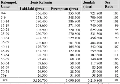 Tabel 1. Data Sensus Penduduk Provinsi Sumatera Selatan Tahun 2000