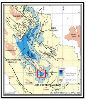 Gambar 1. Peta Tektonik Cekungan Sumatera Selatan (Pertamina-BPPKA, 1997) 