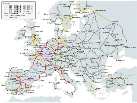 Fig. 2. European network of high-speed rail system 