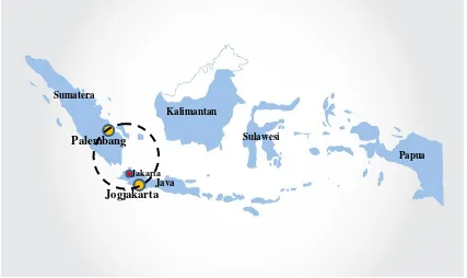Figure 1 Jogjakarta and Palembang on Indonesia map 