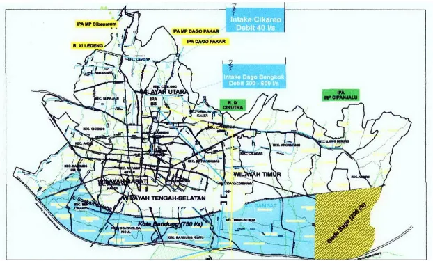 Gambar 4.1 Wilayah Pelayanan Air Bersih Kota Bandung Eksisting 