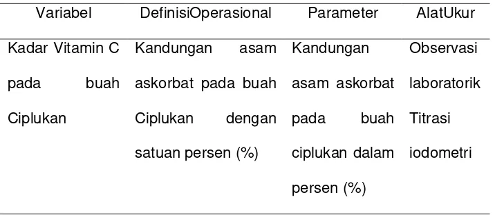 Tabel 4.1 Definisi operasional variabel penelitian 