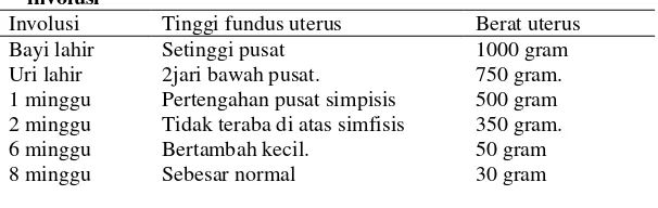 Table 2.4 Tinggi fundus uterus dan berat uterus menurut masa 