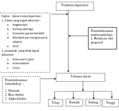 Gambar 3.1 Gambaran kerangka konseptual pengaruh dosis pemberian terapi relaksasi otot progresif terhadap perubahan tekanan darah pada penderita hipertensi