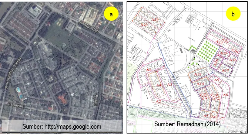 Gambar 1.Lokasi penelitian (a), dan layout jaringan pipa distribusi (b)