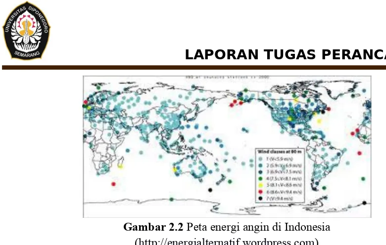 Gambar 2.2 Peta energi angin di Indonesia