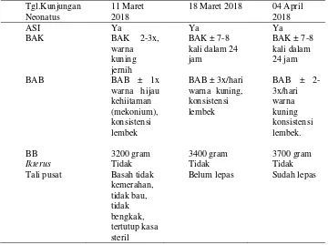 Tabel 4.5 Distribusi Data Subyektif dan Data Obyektif dari Variabel Neonatus Bayi Ny.“I” 