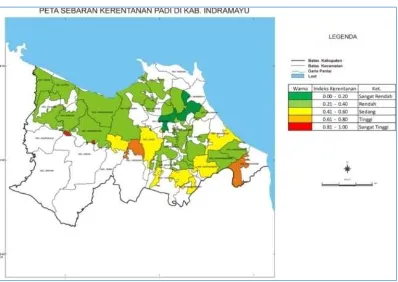 Gambar 6 Peta distribusi kerentanan di Kabupaten Indramayu. 