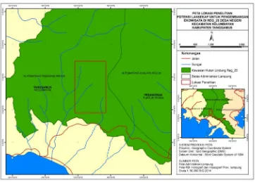 Gambar 1.Peta lokasi penelitian hutan lindung di Register 25 Pematang Tanggang Desa Negeri Kecamatan Kelumbayan Kabupaten.Tanggamus