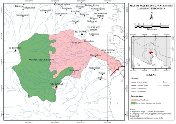 Figure 1    Map of Way Betung Watershed, Lampung, Indonesia