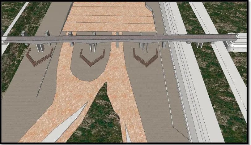 Gambar 6. Ilustrasi 3 Dimensi Penempatan Pelindung Pilar Jembatan 