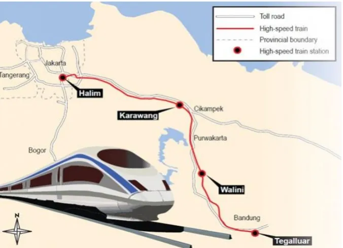 Fig. 1. Route of Jakarta to Bandung high-speed rail  
