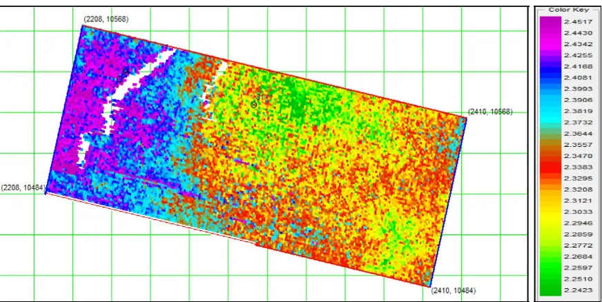 Gambar 17. Penyebaran batupasir berdasarkan multiatribut neutronporosity80 ms dari SB-10 setebal 20 ms.