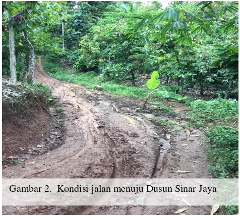 Gambar 2.  Kondisi jalan menuju Dusun Sinar Jaya 