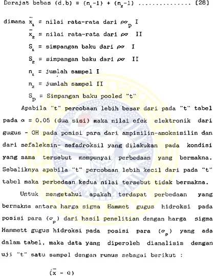 tabel maka perbedaan kedua nilai tersebut tidak bermakna.