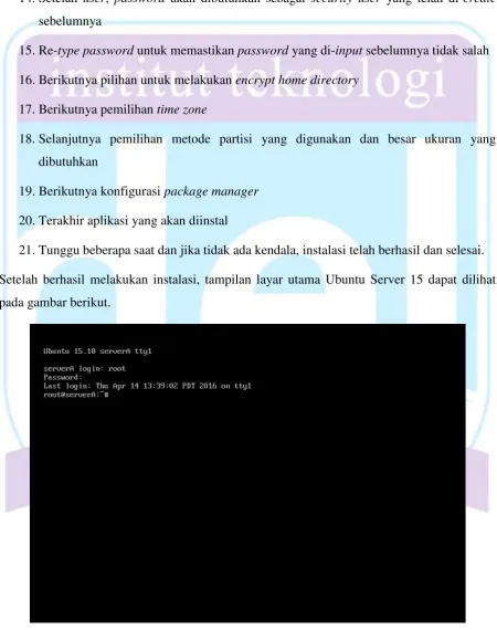 Gambar 25 Tampilan Utama Ubuntu Server 15 