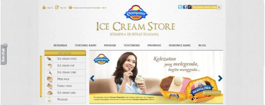 Gambar 1. Tampilan e-commerce website Campina Ice Cream 