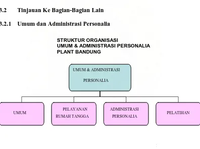 Gambar 2. Struktur Organisasi Umum & Administrasi Personalia Plant 