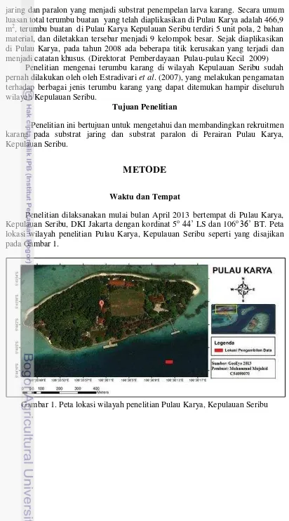 Gambar 1. Peta lokasi wilayah penelitian Pulau Karya, Kepulauan Seribu 