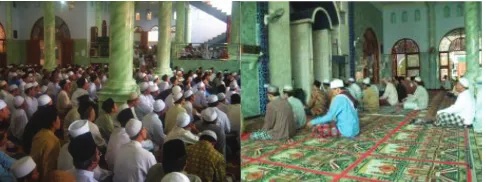gambar 4.  Sikap para jamaah di zona ruang dalam Masjid Gading Pesantren