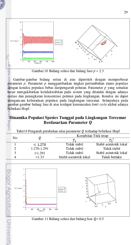 Gambar 10 Bidang solusi dan bidang fase p = 2.3 