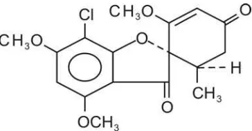 Gambar 2. Struktur griseofulvin ( C17H17ClO6 ) (Anonim,1995).  
