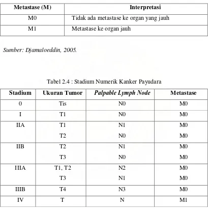 Tabel 2.3 : Klasifikasi Metastase Berdasarkan TNM System 