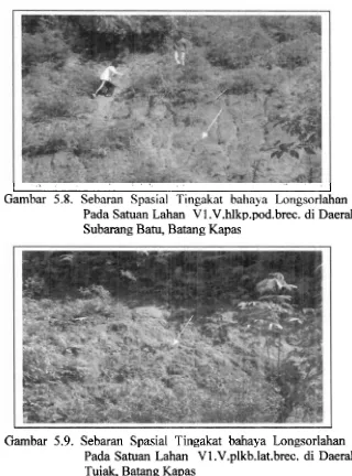 Gambar 5.9. Sebaran Spasial Tingakat bahaya Longsorlahan Sedang Pada Satuan Lahan Vl .V.plkb.lat.brec