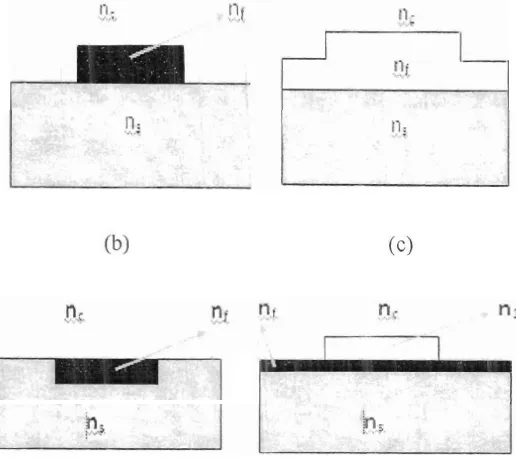 Gambar 5. (a) struktur geo~netri slab. (b) raised strip. (c) ridge guide, 