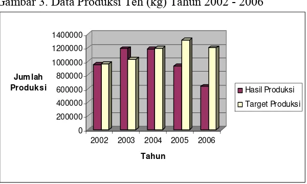 Gambar 3. Data Produksi Teh (kg) Tahun 2002 - 2006 