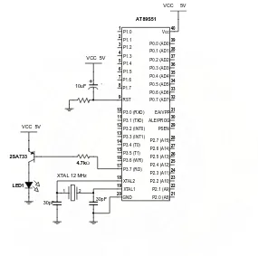 Gambar  3.3  Rangkaian mikrokontroler AT89S51 
