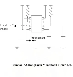 Gambar  3.6 Rangkaian Monostabil Timer  555 