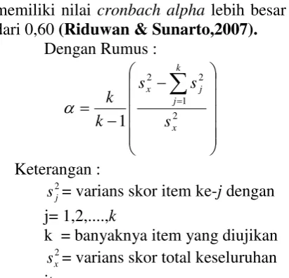 tabel. Jika r hitung  ≥ r tabel maka alat 