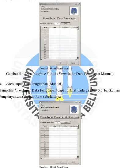 Gambar 5.4 User Interface Form4 (Form Input Data Penguapan Manual) 