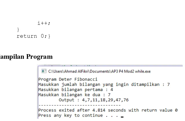 Gambar 5.6 Program Deret Fibonacci menggunakan struktur while 