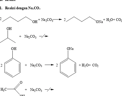 Tabel 3. Hasil pengamatan reaksi alkohol dan fenol dengan  Na2CO3 dan