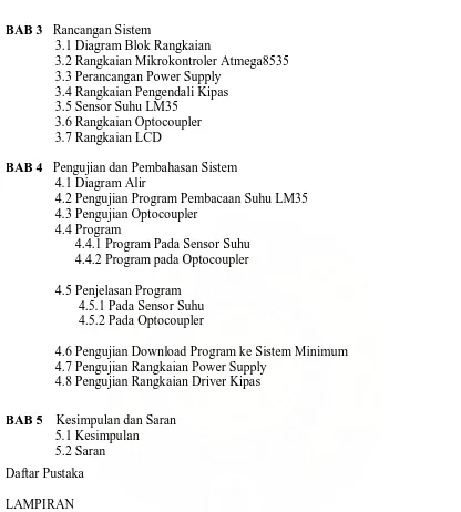 Gambar Rangkaian Sistem Sirkulasi Udara Pada Ruangan Dengan Kipas Otomatis Berbasis Mikrokontroler ATmega 8535 