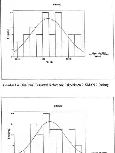 Gambar L4. Distribusi Tes Awal Kelompok Eskperimen 2 SMAN 2 Padang 