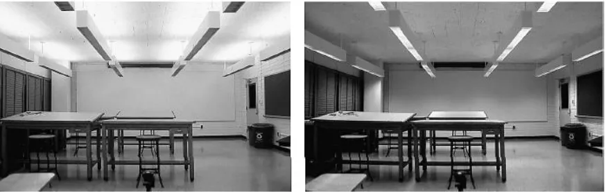 Gambar 2.1. Perbedaan suasana ruang dengan armatur lampu indirect (kiri) dan direct  (kanan)