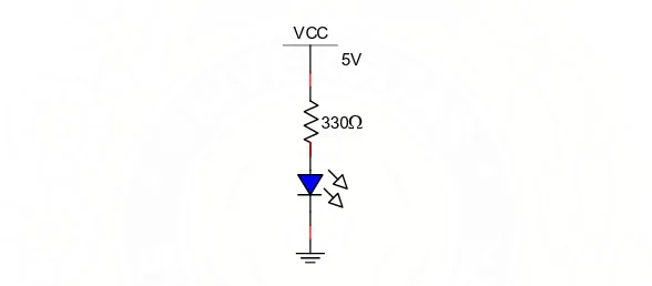 Gambar 2.9 Simbol dan rangkaian dasar sebuah LED 