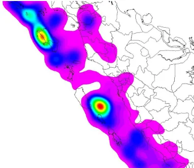 Gambar 3. Distribusi titik gempa 1973 - 2010 