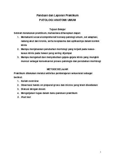 Panduan Dan Laporan Praktikum Patologi A 1714