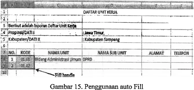 Gambar 15. Penggunaan auto Fill 