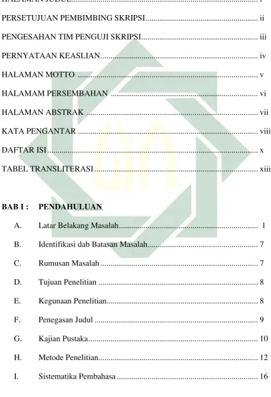 TABEL TRANSLITERASI ...............................................................................