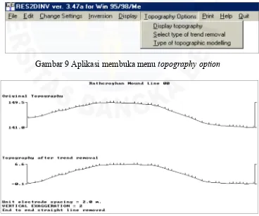 Gambar 9 Aplikasi membuka menu topography option