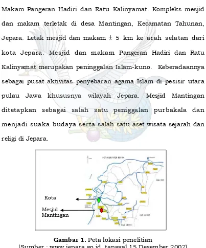 Gambar 1. Peta lokasi penelitian (Sumber : www.jepara.go.id, tanggal 15 Desember 2007) 