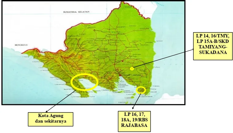 Gambar 6. Indeks lokasi daerah Kota Agung, Tamiyang, Sukadana dan Raj