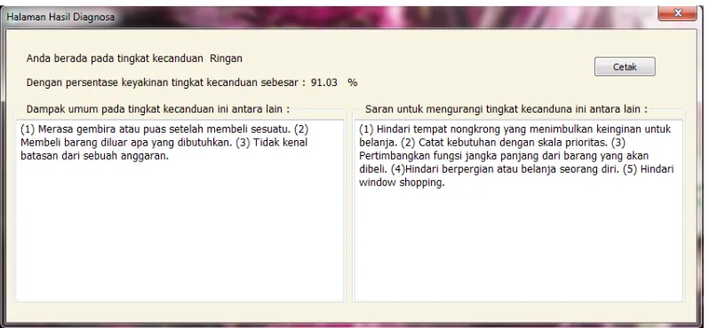 Gambar 4.3. Halaman Diagnosa Tingkat Kecanduan Belanja