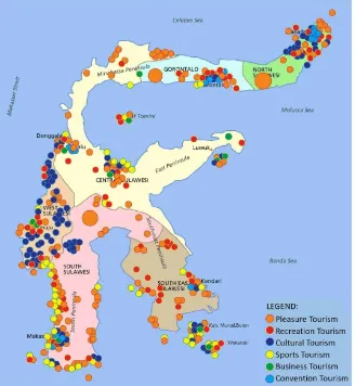 Figure 2. Distribution of Tourism Potential on Sulawesi Island [21] 