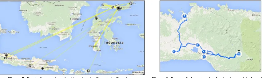 Figure 7. Desireline to three leading sites in Gorontalo Province 